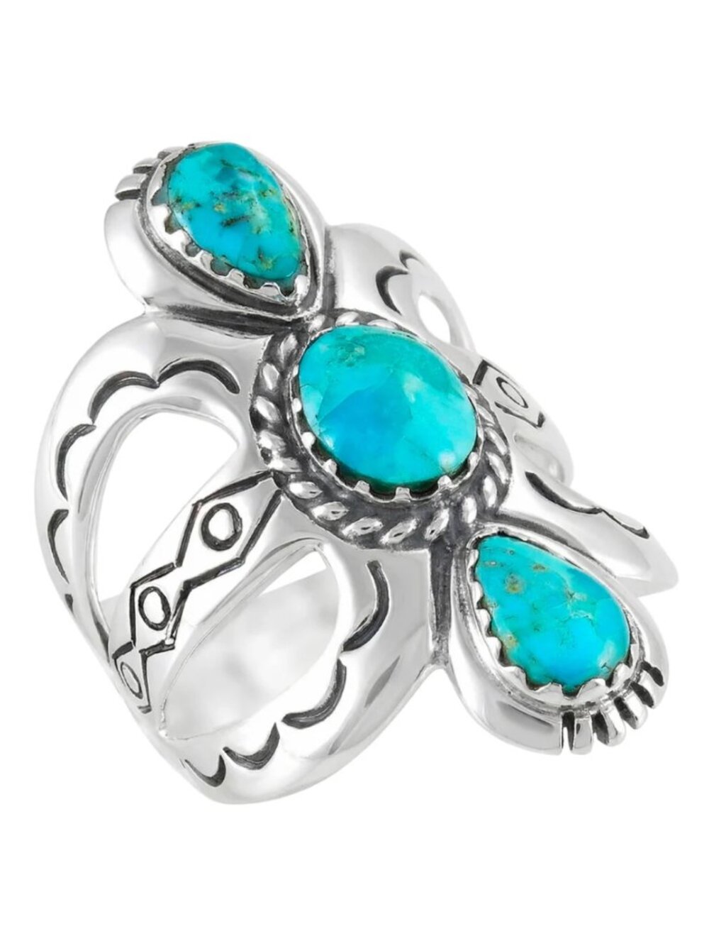 Genuine Navajo Turquoise Ring Size 7 Sterling Silver - Picture 2 of 5